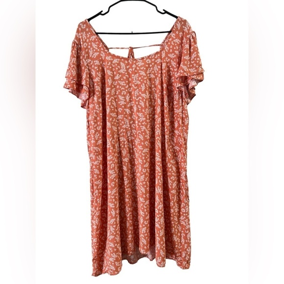 a.n.a Dresses & Skirts - A.N.A coral floral short sleeve open back mini summer dress